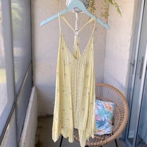 Free People pale yellow embellished top